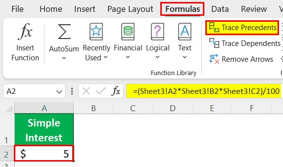 Trace Precedents Referring To Another Worksheet Example 3-1