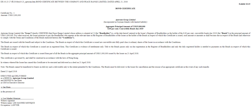 Bond Certificate Example 2