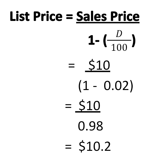 List Price Example