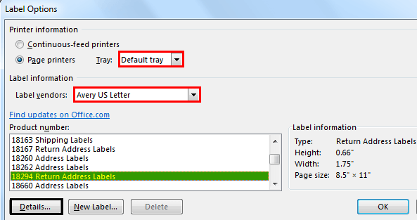 Print Labels From Excel - Example 3 - Step 3 - label option