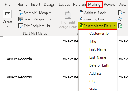 Print Labels From Excel - Example 3 - Step 5