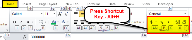 Accounting Number Format in Excel - shortcut