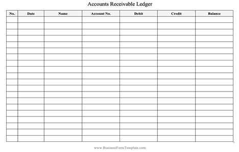 Accounts Receivable Ledge Template