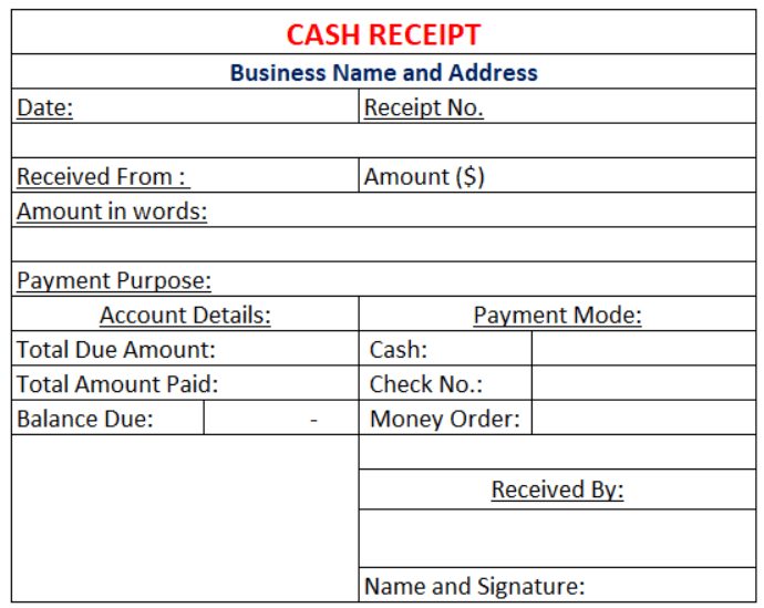 Cash Receipt Template