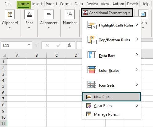 Conditional Formatting New Rule