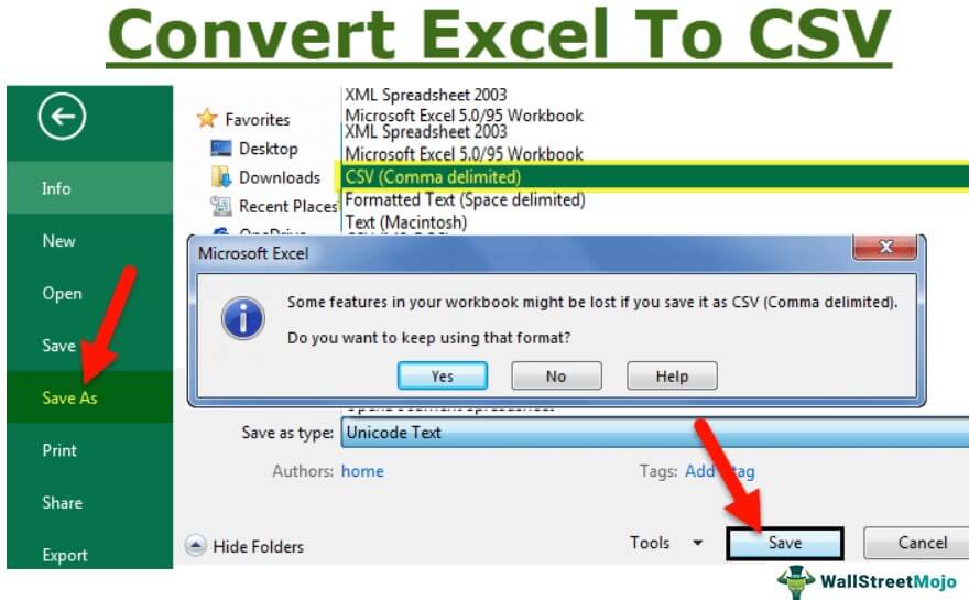 Convert Excel To CSV