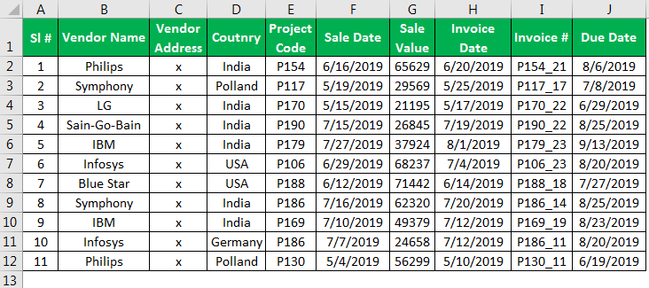 Excel Database Template Example 1-1