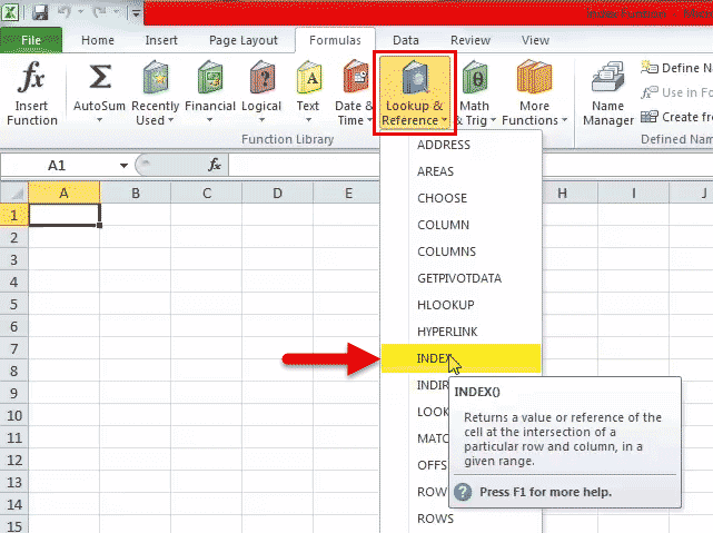 Index Function In Excel