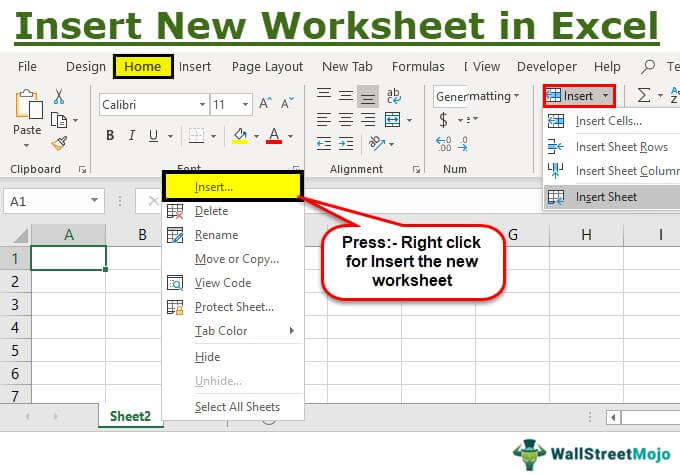 Insert New Worksheet in Excel