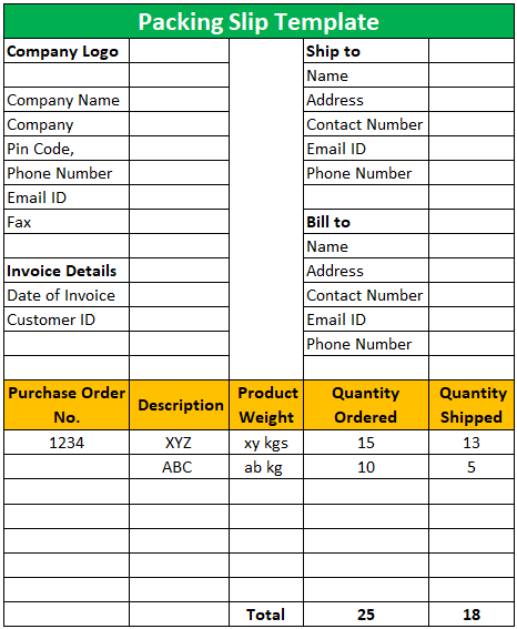 Packing Slip Template