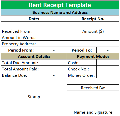 Rent Receipt Template