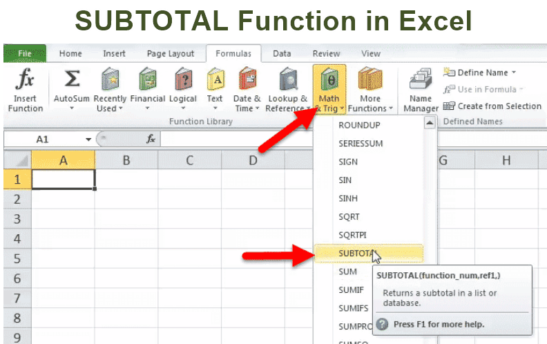 SUBTOTAL Function in Excel