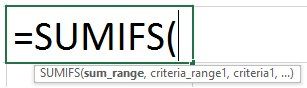 SUMIFS Formula