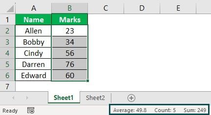 Status Bar In Excel
