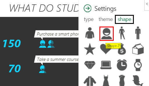 Under shape, we can change the icons