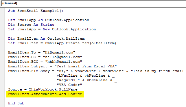 VBA Send Email - Step 12.2