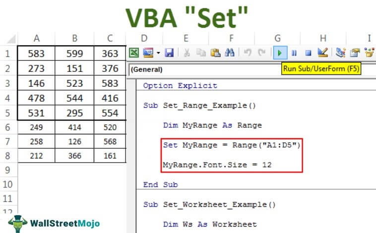 VBA Set Statement