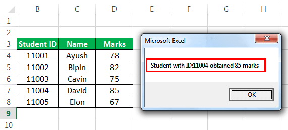 VLookup in VBA Excel Example 1-4